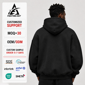 Felpa con Cappuccio <span class=keywords><strong>e</strong></span> Zip Oversize da Uomo, Produzione in Serie Fighting Ant, Marca Privata, Streetwear Personalizzato, Nero - Product Image 2