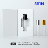 Flacon pulvérisateur en verre pour huiles essentielles 5 ml 10 ml, flacon de parfum noir avec boîte, échantillons, flacon roll-on 10 ml et boîte d'emballage