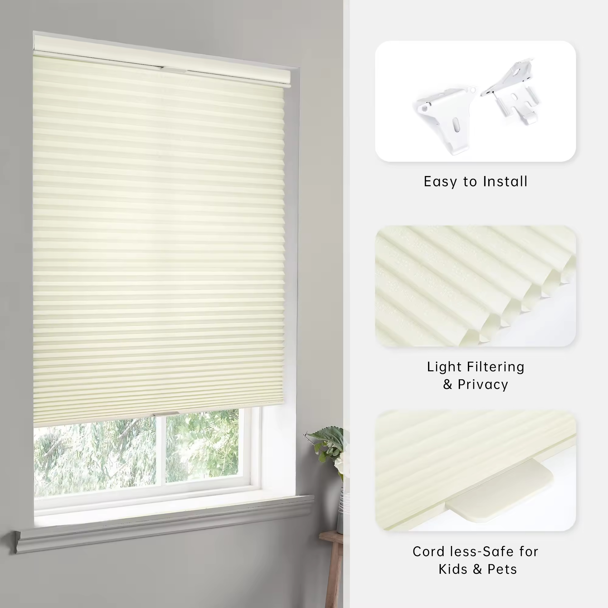 コードレス採光ハニカム　ブライトホワイト シェード コードレス採光ハニカム ブライトホワイト コードレスハニカム