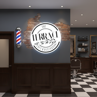 Cadre de boîte lumineuse LED ronde personnalisée pour extérieur, éclairage publicitaire pour barbier, salon de beauté, café, restaurant, enseigne