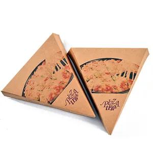 Minyak Pizza segitiga bergelombang, kotak pengiriman kertas Logo kustom mewah untuk makan siang