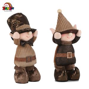 Zaves 9 "Gnomos para elfo de Navidad Par Niños traviesos con sombrero puntiagudo en traje marrón Vacaciones - Product Image 1