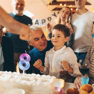 7e Bougie d'anniversaire en forme de chiffre rose, bleue et violette, mignonne, pour gâteau, pour filles, anniversaire, mariage, anniversaire de mariage, décorations de gâteaux - Product Image 3