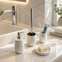 Ensemble d'accessoires de salle de bain en résine écologique de haute qualité, quatre pièces, avec porte-savon, gobelet, porte-shampooing pour la maison et les hôtels
