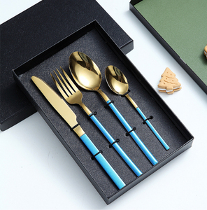 Đám cưới sang trọng dao kéo chất lượng cao dao thép không gỉ muỗng nĩa bạc trong Matte vàng bạc Flatware cho trà - Product Image 2