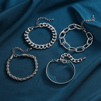 Bracelet chaîne tressée polyvalent et tendance de style européen et américain ; Design minimaliste filigrané ; Bracelet hip-hop audacieux