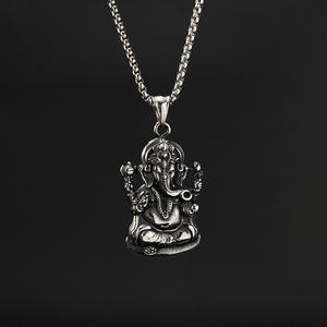 क्लासिक स्टेनलेस स्टील बुधा देवता पेलेंट हार हिप हॉप कास्टिंग थेल और अभिभावक देवदूत एमुलेट पेलेंट हाथी गहने - Product Image 3