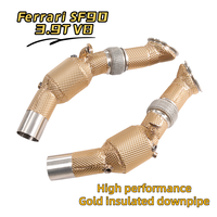 Header Knalpot Downpipe Olahraga Berinsulasi Emas untuk Ferrari SF90 3.9T V8 2019-2023 Pipa Knalpot Mobil Baja Tahan Karat Peningkatan Tenaga