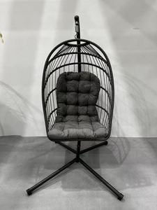 Hiện đại đơn giản Patio <span class=keywords><strong>Swing</strong></span> trứng ghế với kim loại đứng, có thể gập lại PE mây trứng ghế, ban công Treo Giỏ Ghế Ghế vườn - Product Image 2