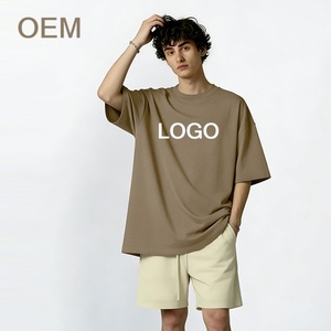 High Quality 240Gsm Blank Drop Shoulder T Shirt 100% Cotton Heavyweight Oversized Printable Breathable Custom Men's T-shirts - Product Image 1