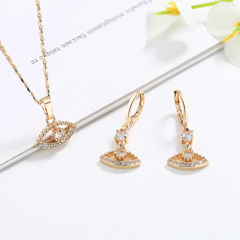 eye lucky gift jewelry accesorios para mujeres al por may cubic zirconia earring necklace sets for women