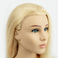 613 # Blonde gros 100% vrais cheveux Mannequin tête d'entraînement avec cheveux cosmétologie tête de poupée coiffeur Mannequin pratique tête