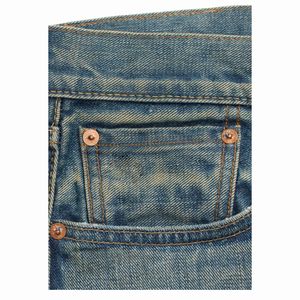 <span class=keywords><strong>Jeans</strong></span> da <span class=keywords><strong>Uomo</strong></span> a Gamba Dritta in Denim Pesante Selvedge, Vita Alta, Lavaggio Vintage, Blu Classico - Product Image 5