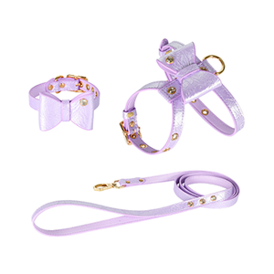 ECO Leather <strong>Dog</strong> <strong>Harness</strong> and Leash Set with <strong>Rhinestone</strong> &amp; Sparkly Crystal Decor-Walking <strong>Harness</strong> for Small <strong>Dogs</strong> &amp; Cats PURPLE - Product Image 5