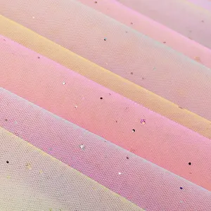 Hàng Bán Chạy Vải Lưới Vải Tuyn Mềm Lấp Lánh Cầu Vồng In Màu Gradient Thời Trang Cho Đầm Em Bé