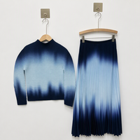 Ensemble deux pièces plissé dégradé ombré pour femme, haute couture, directement de l'usine, personnalisation OEM/ODM, jupe amincissante effet teinture par immersion