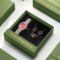 Ensemble de bijoux de luxe pour femme : Montre élégante en alliage avec cristaux, collier et bracelet – Idéal pour le dropshipping