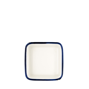 Plat en céramique blanc avec bord bleu, 9x9 cm, pour servir les aliments - Product Image 2