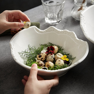 Nouveauté Céramique Plat À Soupe Irrégulier Cassé Conception Blanc Porcelaine Bol Ramen Nouilles Fruits Salade Bols Restaurant <span class=keywords><strong>Vaisselle</strong></span> - Product Image 2