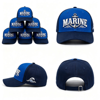 Topi Baseball Bordir 3D Motif Jangkar & Ombak Nautikal, Dapat Disesuaikan, untuk Memancing, Berlayar, dan Pemakaian Sehari-hari