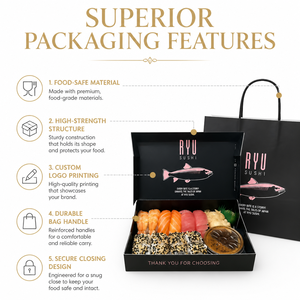 Cajas de Papel para Sushi al por Mayor, Hechas con Materiales Reciclados, con Logotipo, para Llevar, Cajas para Sushi con Salsas y Aperitivos - Product Image 2