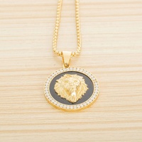 Accessoire de collier de bijoux de mode pour hommes pendentif tête de lion en acier inoxydable plaqué or 18 carats