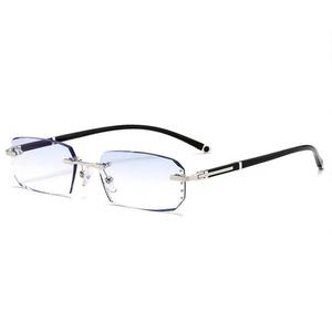 Diamond Cut Edge <span class=keywords><strong>Gafas</strong></span> sin montura Anti Blue Light <span class=keywords><strong>Gafas</strong></span> Venta al por mayor Square Clear Lens <span class=keywords><strong>Gafas</strong></span> de lectura - Product Image 3