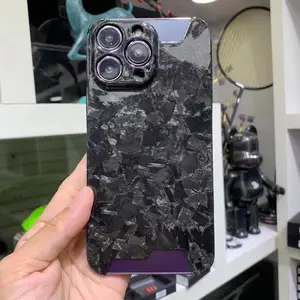 YTF Pelindung Ponsel Serat Karbon, Sarung HP Ultra Tipis Serat Karbon Mewah Anti Syok untuk Iphone 12/13/14 Promax