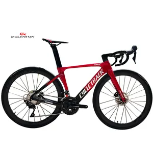 Cycletrack sıcak satış siyah 700C Shimano karbon fiber çerçeve çin 22S grup seti disk fren tekerlekler yol bisikleti