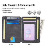 Cartera Minimalista de Cuero PU Antirrobo con Bloqueo RFID, Funda para Tarjetas de Crédito y Identificación para Hombre y Mujer