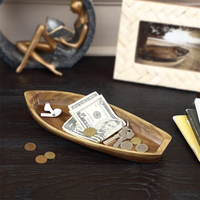 Assiette décorative en bois d'acacia massif, forme bateau, faite à la main, durable, pour fruits, en-cas, fruits de mer, passe au lave-vaisselle, pour la maison et l'hôtel