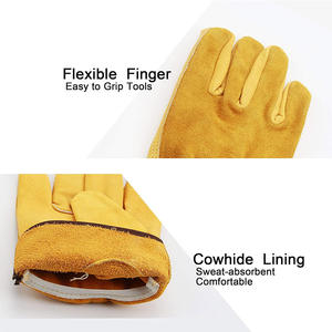 CNGDY amarillo suave cuero de vaca trabajo al aire libre herramientas manuales jardinería reforzado duradero senderismo Camping guantes - Product Image 2