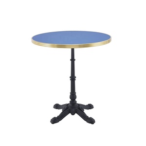 Meubles de bar Lifepursue, plateau de table en HPL bleu extérieur avec base de table noire de style bistrot - Product Image 2