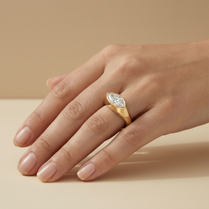 แหวนเพชรทรงมาร์คีส์ 1-3 <span class=keywords><strong>กะรัต</strong></span> พร้อมใบรับรอง IGI เพชร CVD ทอง 18k ตัวเรือนแบบ Bezel Setting เพชรเพาะเลี้ยงในห้องปฏิบัติการ แหวนหมั้น - Product Image 1