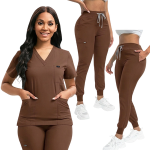 Conjunto <span class=keywords><strong>de</strong></span> Uniformes Médicos para Mujer, Estilo Jogger, Elástico <span class=keywords><strong>en</strong></span> 4 Direcciones, Cuello <span class=keywords><strong>en</strong></span> V, con Múltiples Bolsillos, Spandex, Talla Estadounidense - Product Image 3
