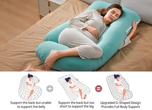 Oreiller de maternité personnalisé de 57 pouces pour femmes enceintes, soutien complet du corps, oreiller de grossesse en forme de U avec housse amovible en coton - Product Image 6