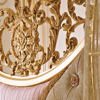 Cama con Dosel de Madera de Alta Gama, Tamaño Queen/King, Estilo Clásico Francés, Lujoso Marco de Cama con Dosel Dorado para Niñas