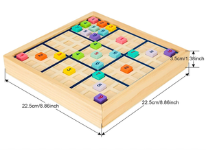 Jeu de société Sudoku Puzzles en bois avec tiroir (coloré)-Math Brain Teaser Toys Jeu de bureau éducatif - Product Image 2