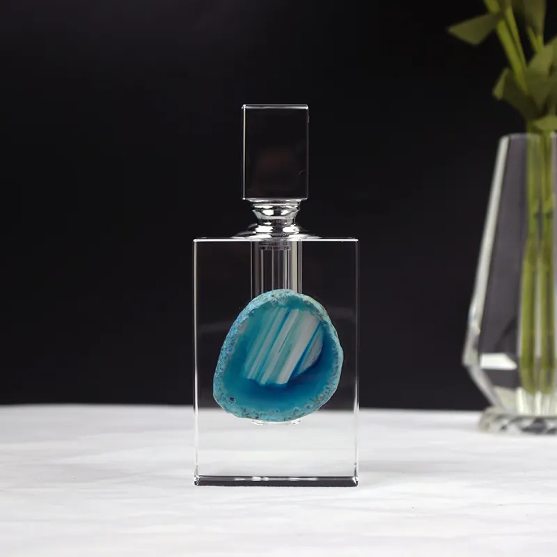 Luxurious Human Body Oil Crystal Gemstone Perfume Bottle Glass Essential Oil Gemstone Roller Bottles