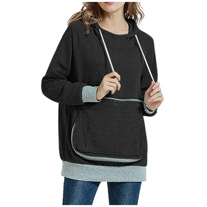<strong>Women's</strong> Hooded Sweatshirt Winter Kangaroo Pouch Dog Casual Sportswear Pullover Hoodie Jacket with Large Pet Pocket - Product Image 3
