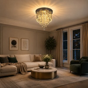 Luminaires de plafond LED en cristal K9 en acier inoxydable de luxe moderne pour salon, cuisine, chambre à coucher - Product Image 2