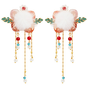 Soldes : Pinces à cheveux pour enfants, accessoires capillaires style antique, pinces latérales, pinces à pompons en vison, nouveautés pour enfants - Product Image 5