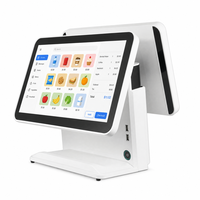 Terminal de point de vente tactile capacitif à double écran 15,6 pouces tout-en-un avec écran client, processeur Intel I3, 8 Go de RAM, SSD 128 Go, Windows