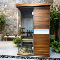 Sauna infrarouge sec électrique de luxe en bois de cèdre rouge massif, plaque chauffante en graphène, panneau de commande informatique, application de contrôle à distance, 9 chauffages