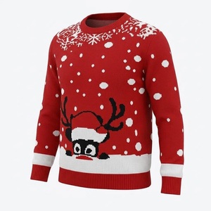 <span class=keywords><strong>Pull</strong></span> de Noël personnalisé OEM, <span class=keywords><strong>pull</strong></span> jacquard à col rond avec motif bonhomme de neige et sapin, service de vente en gros - Product Image 3