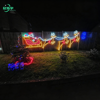 Guirlande lumineuse LED 2D personnalisée pour extérieur, motif rennes et traîneau, pour parcs à thème, projets de décoration de rues municipales, OEM & ODM