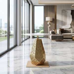 <b>Rose</b> <b>Gold</b> Plated Stainless Steel <b>Side</b> <b>Table</b> Marble Metal Accent <b>Table</b> Modern Bedroom Living Room - Product Image 2