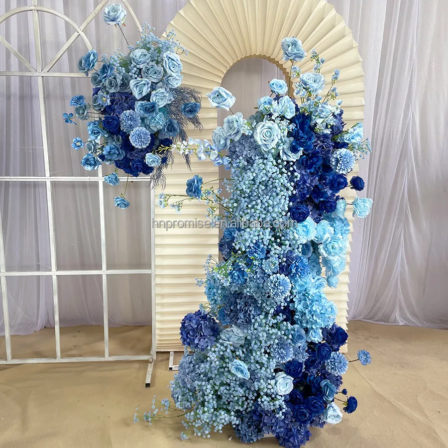 Promise High Quality Blue Artificial Wedding Backdrop Artificial Flower Arch for Wedding Decoration