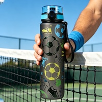 Bouteille d'eau potable directe moderne pour étudiants, 750 ml/1000 ml, anti-fuite, réutilisable, impression UV