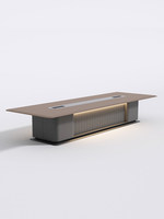 Table de collaboration professionnelle en forme de bateau avec station de charge et prises électriques – Performance fiable pour conférences, hôtels, élégante